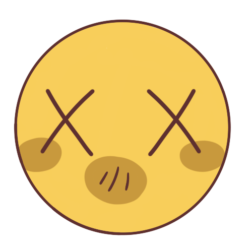 A simplified person with Xs in place of their eyes